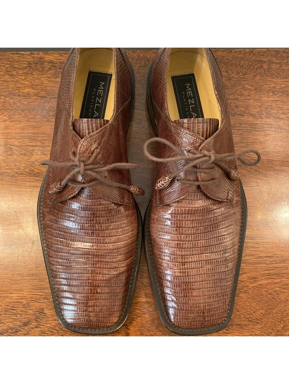 Mezlan Genuine Lizard Luxury Platinum Calvello Brown Men’s Size 9M Made In Spain